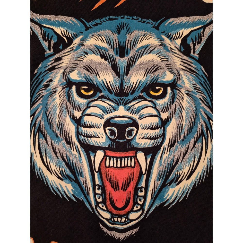 Diamond Cross Ranch Keep Wyoming Wild Wolf Graphic Tee Mens Black Shirt Medium - Picture 5 of 15